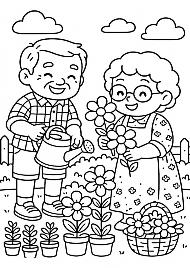Avós para imprimir e colorir
