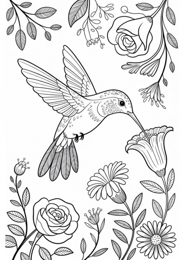 Beija-flor para imprimir e colorir