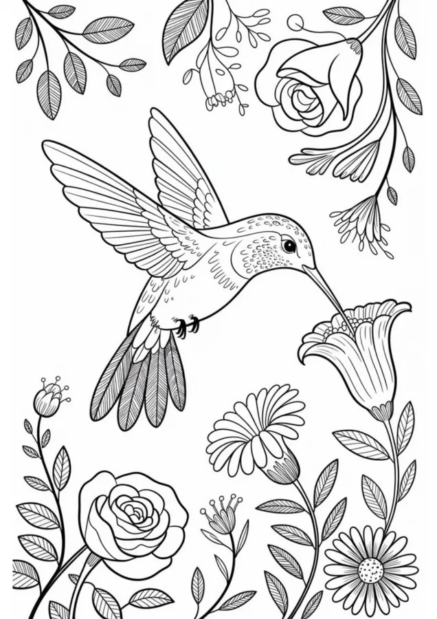 Beija-flor para imprimir e colorir