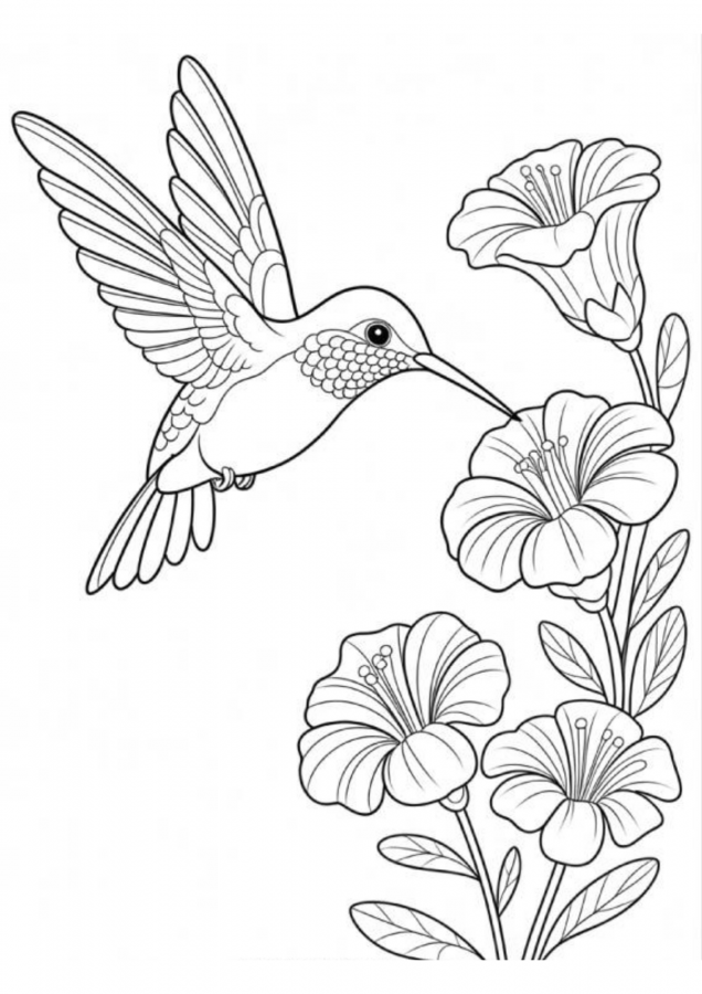 Beija-flor para imprimir e colorir