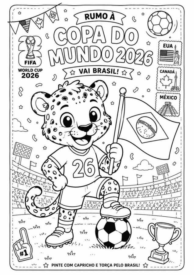 Copa do mundo para imprimir e colorir