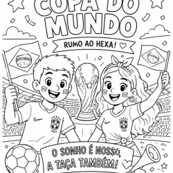 Copa do mundo para imprimir e colorir