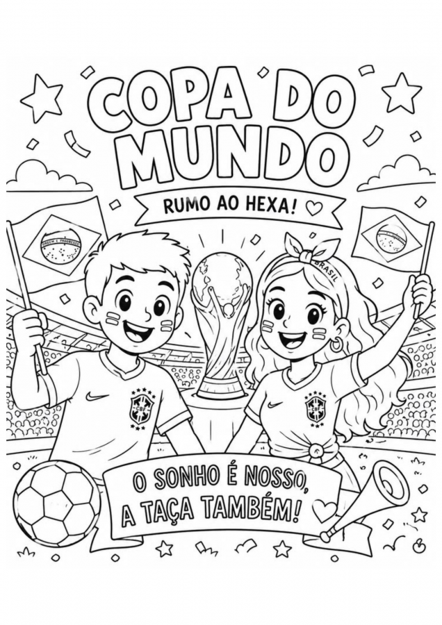 Copa do mundo para imprimir e colorir