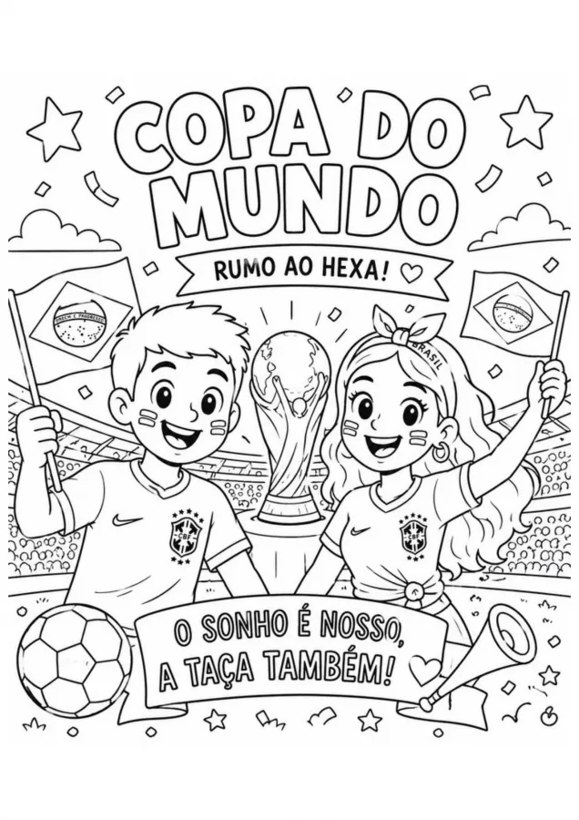 Copa do mundo para imprimir e colorir