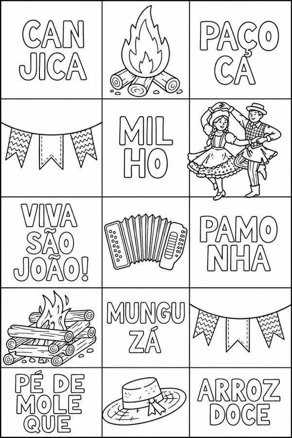 Festa junina para imprimir e colorir