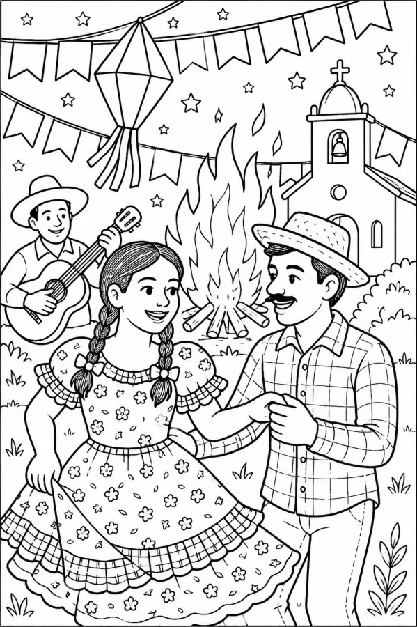 Festa junina para imprimir e colorir