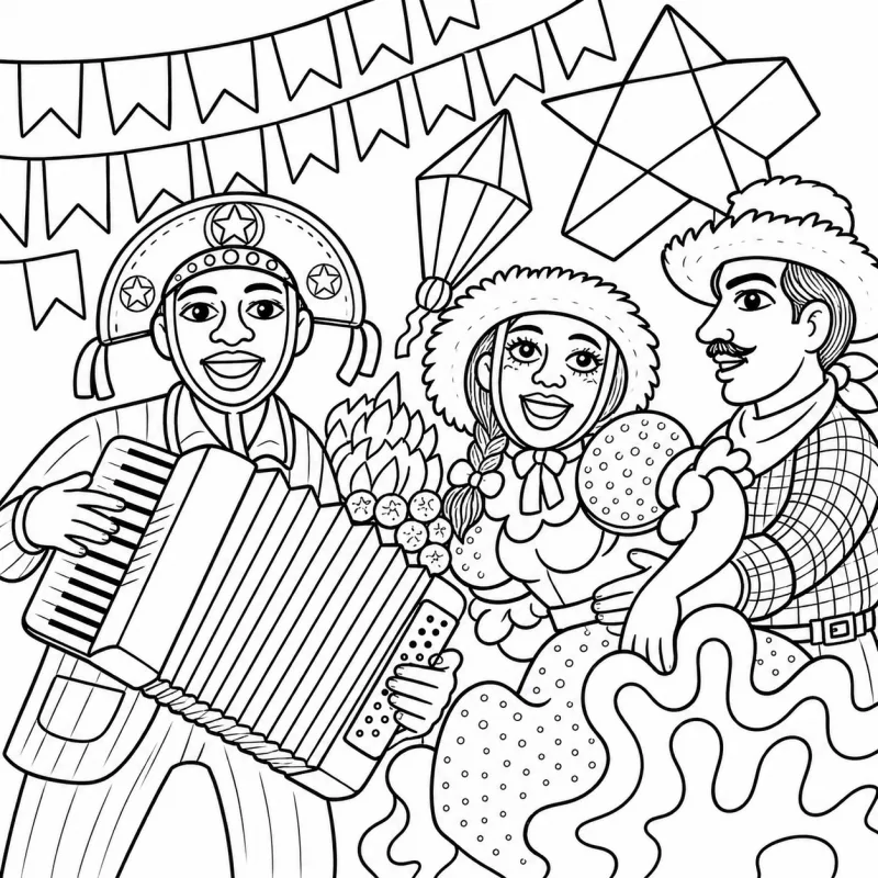 Festa junina para imprimir e colorir