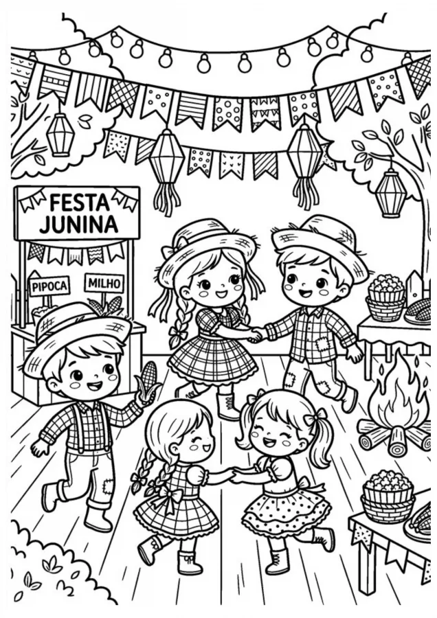Festa junina para imprimir e colorir