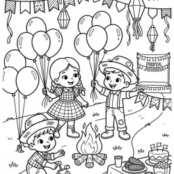 Festa junina para imprimir e colorir