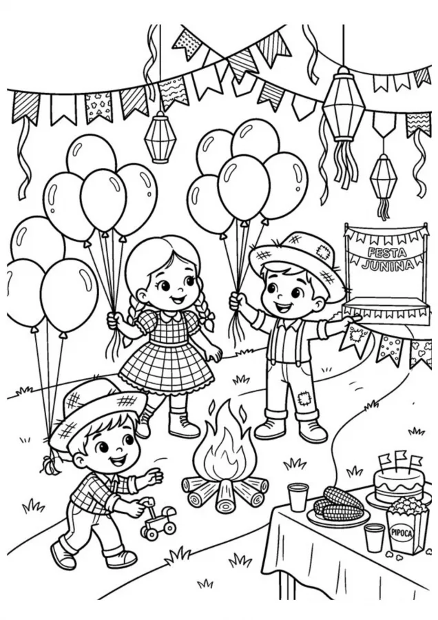 Festa junina para imprimir e colorir