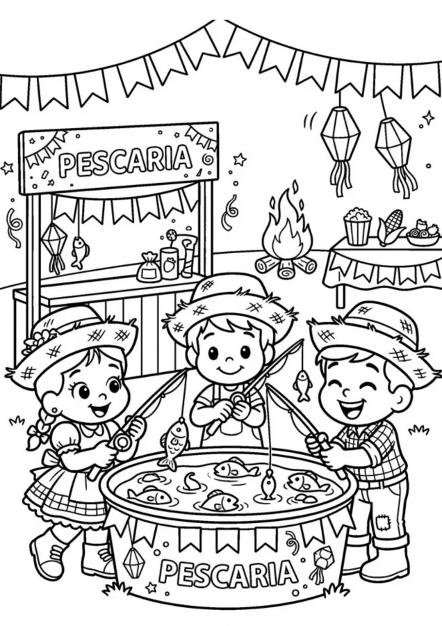 Festa junina para imprimir e colorir