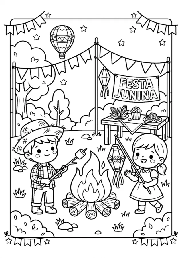 Festa junina para imprimir e colorir