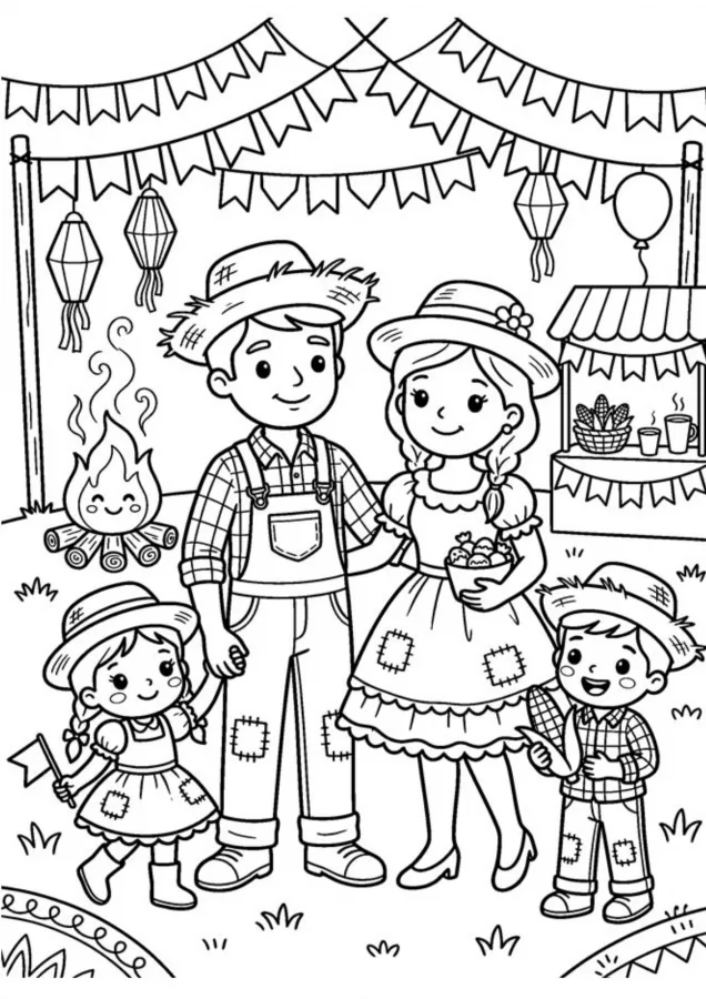 Festa junina para imprimir e colorir