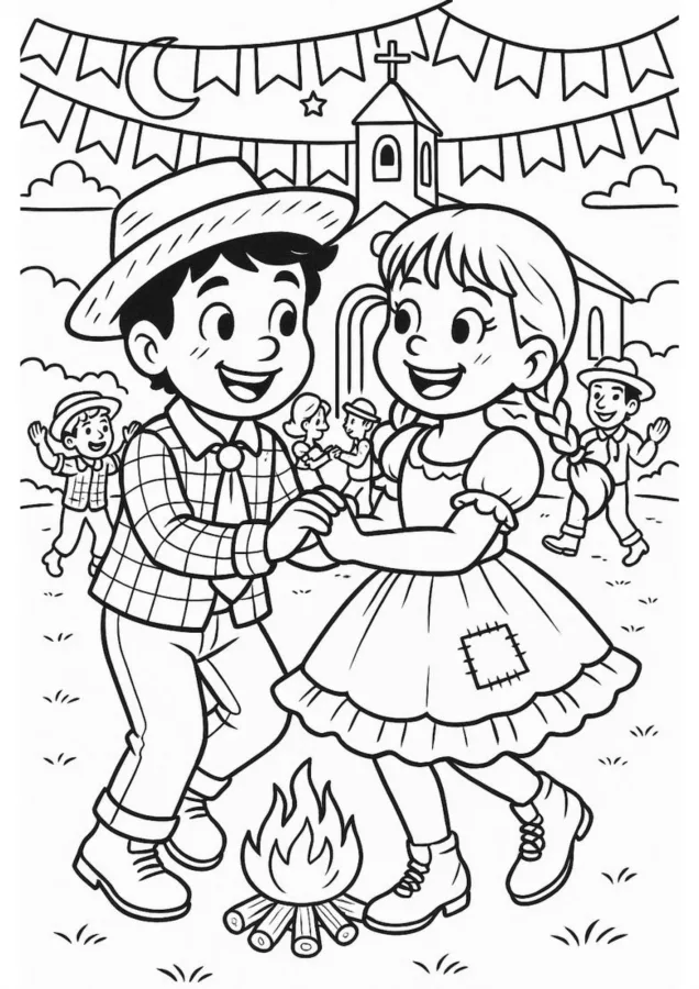 Festa junina para imprimir e colorir
