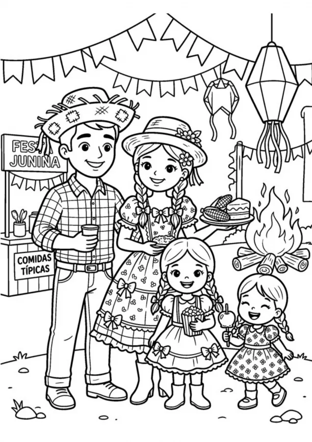 Festa junina para imprimir e colorir