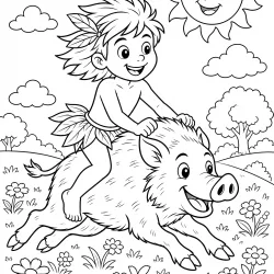 Caipora para colorir