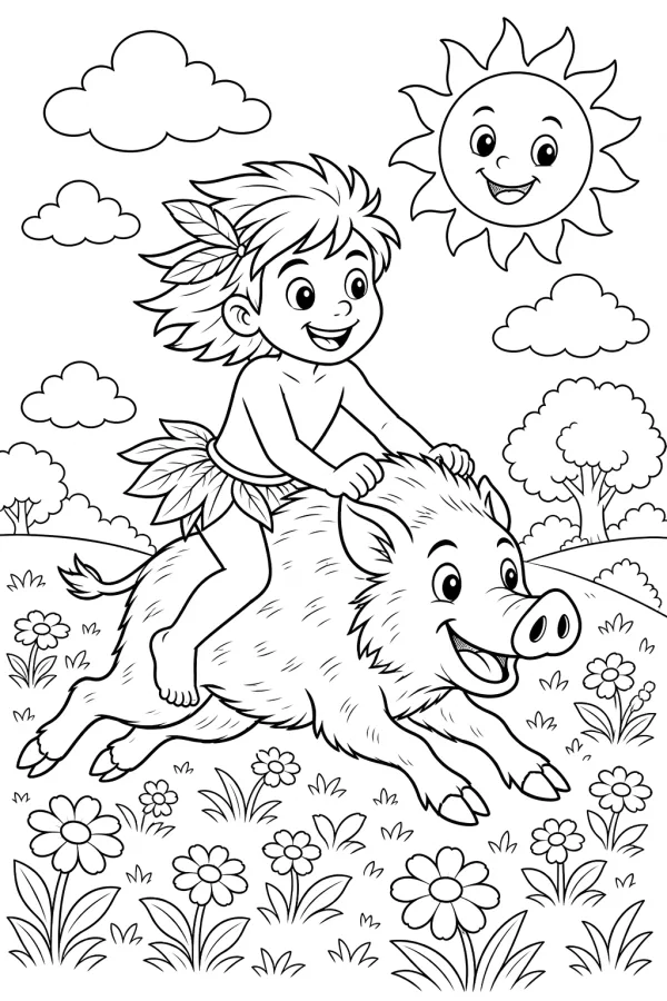 Caipora para colorir