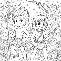 Curupira, Caipora e Uirapuru para colorir