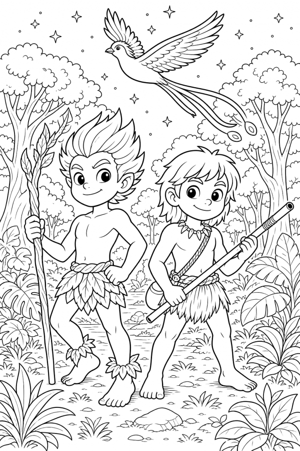 Curupira, Caipora e Uirapuru para colorir