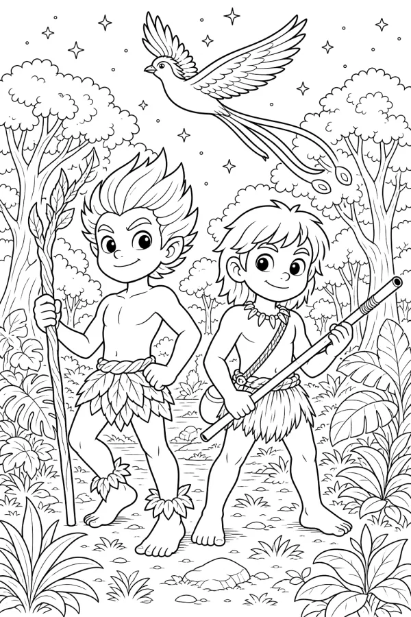 Curupira, Caipora e Uirapuru para colorir
