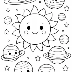 Sistema Solar para imprimir e colorir
