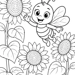 Girassol para imprimir e colorir