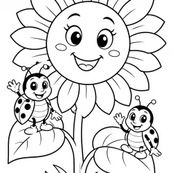 Girassol para imprimir e colorir