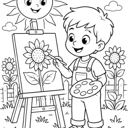 Girassol para imprimir e colorir
