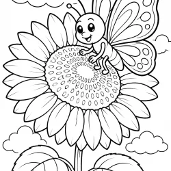 Girassol para imprimir e colorir