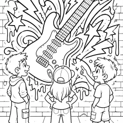 Guitarra para imprimir e colorir