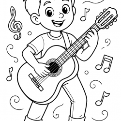 Guitarra para imprimir e colorir