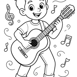 Guitarra para imprimir e colorir