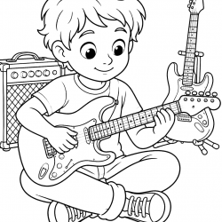 Guitarra para imprimir e colorir