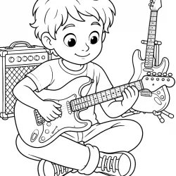 Guitarra para imprimir e colorir
