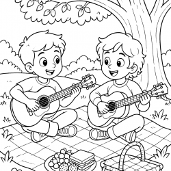 Guitarra para imprimir e colorir