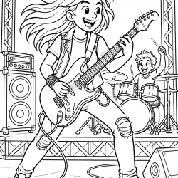 Guitarra para imprimir e colorir
