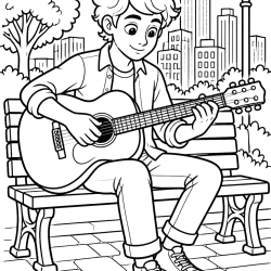 Guitarra para imprimir e colorir