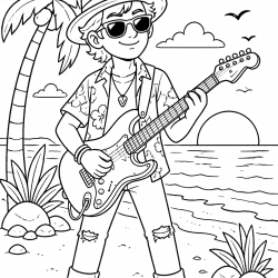 Guitarra para imprimir e colorir