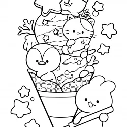 Kawaii para imprimir e colorir