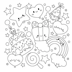 Kawaii para imprimir e colorir