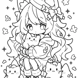 Kawaii para imprimir e colorir