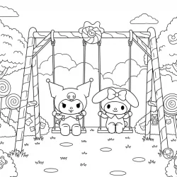 Kuromi e My Melody para imprimir e colorir