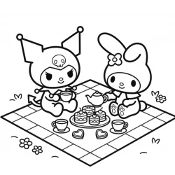 Kuromi e My Melody para imprimir e colorir