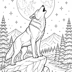 Lobo para imprimir e colorir