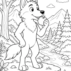 Lobo para imprimir e colorir