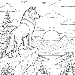 Lobo para imprimir e colorir
