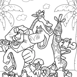 Madagascar para imprimir e colorir