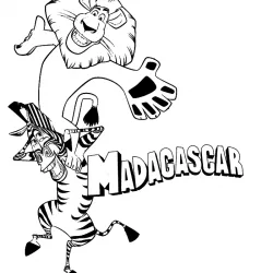 Madagascar para imprimir e colorir