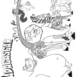 Madagascar para imprimir e colorir