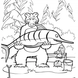 Masha e o Urso para imprimir e colorir